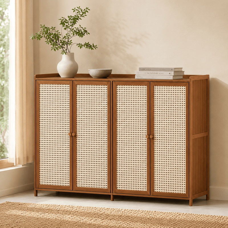 The Harrington Rattan Shoe Cabinet - Shoe Cabinet UK