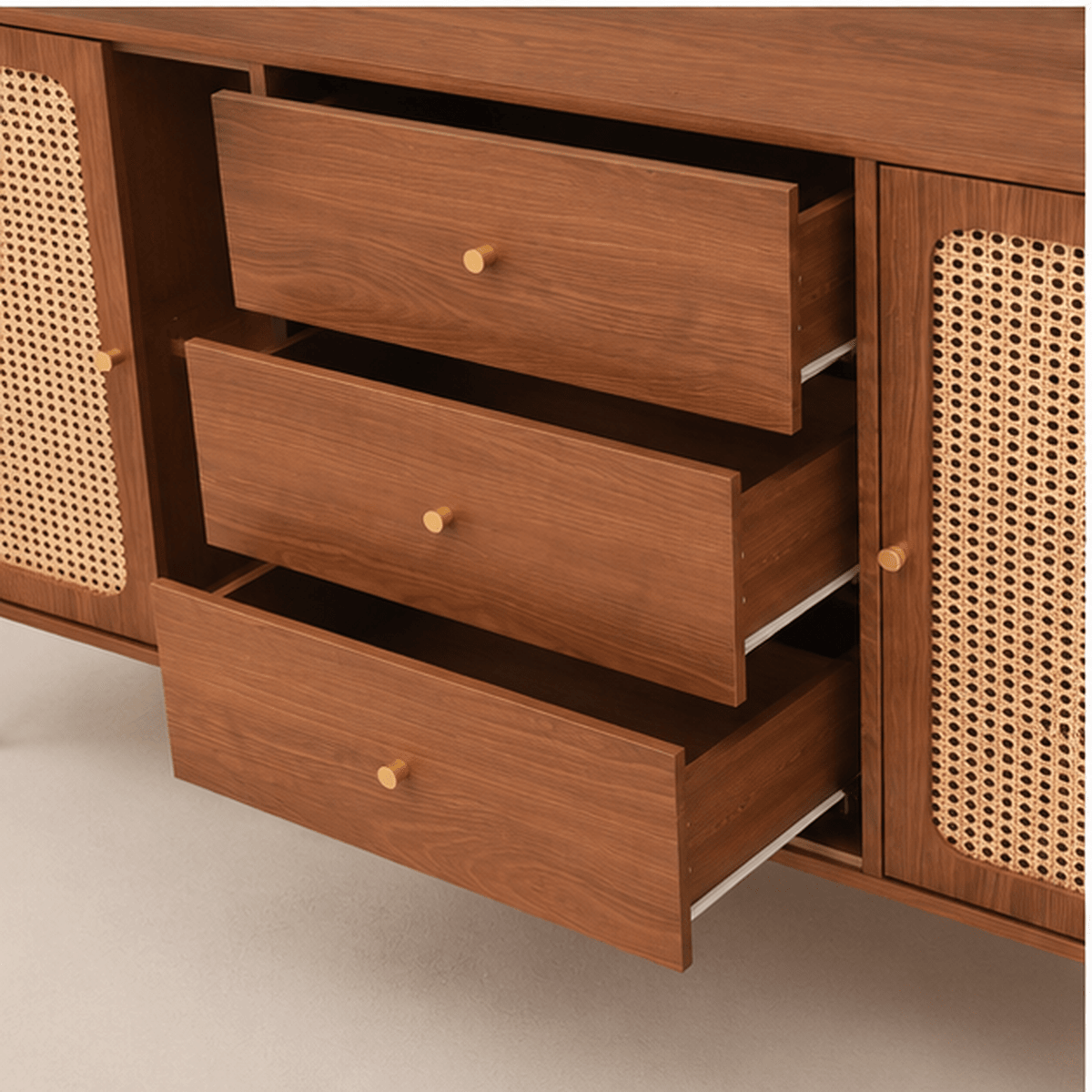 The Norbury Walnut Sideboard - Rattan Cabinet UK