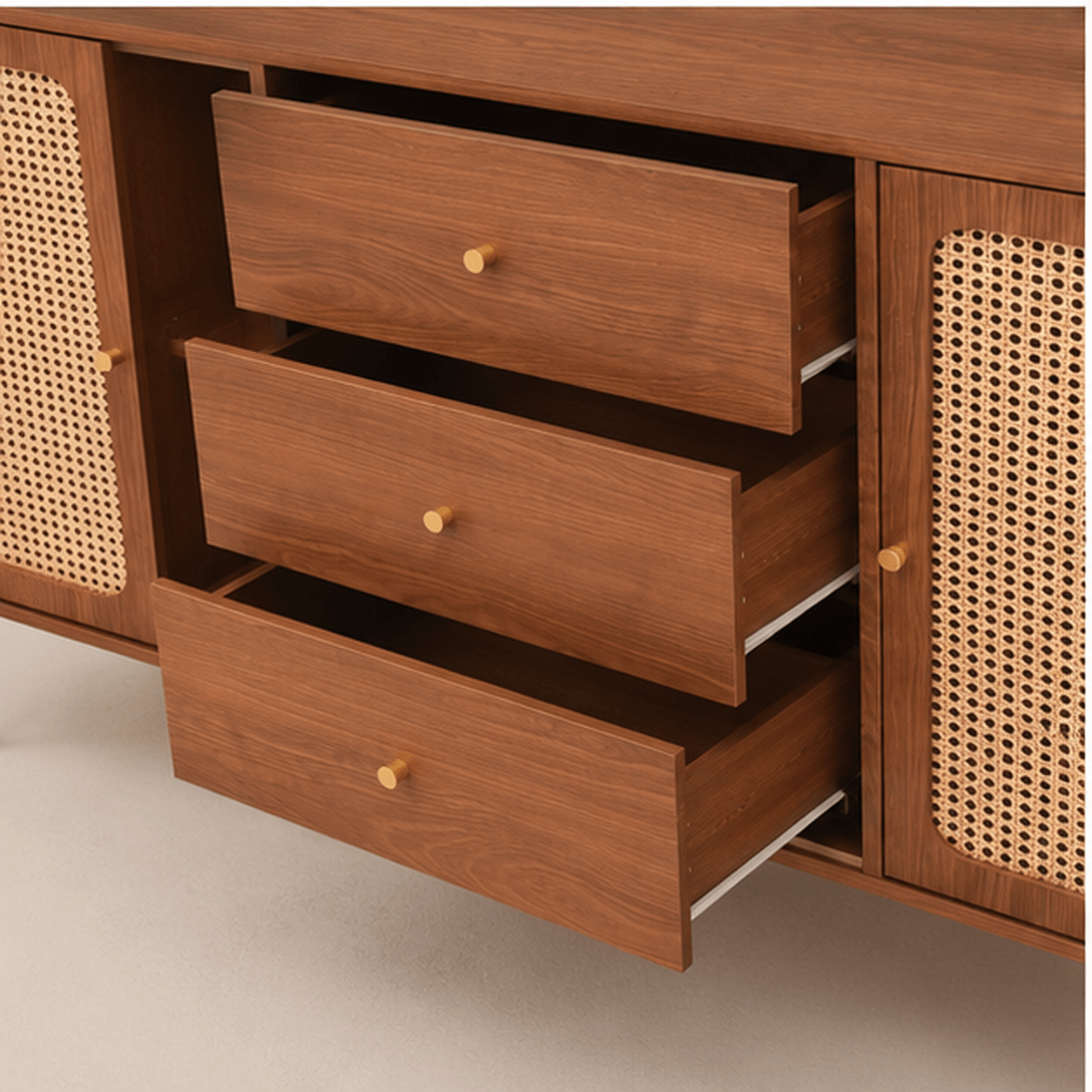 The Norbury Walnut Sideboard - Rattan Cabinet UK