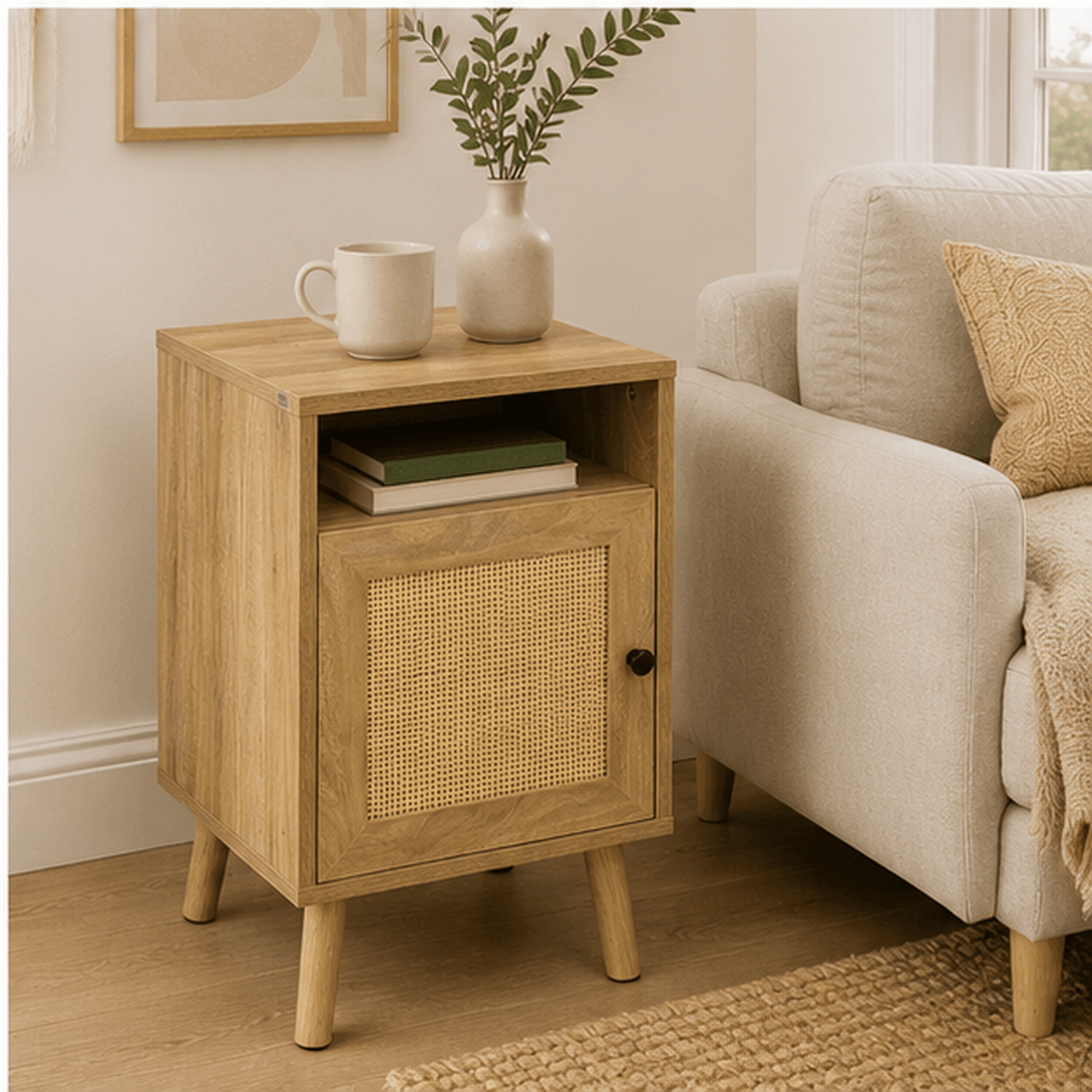 The Oakley Rattan Bedside Table - Rattan Cabinet UK