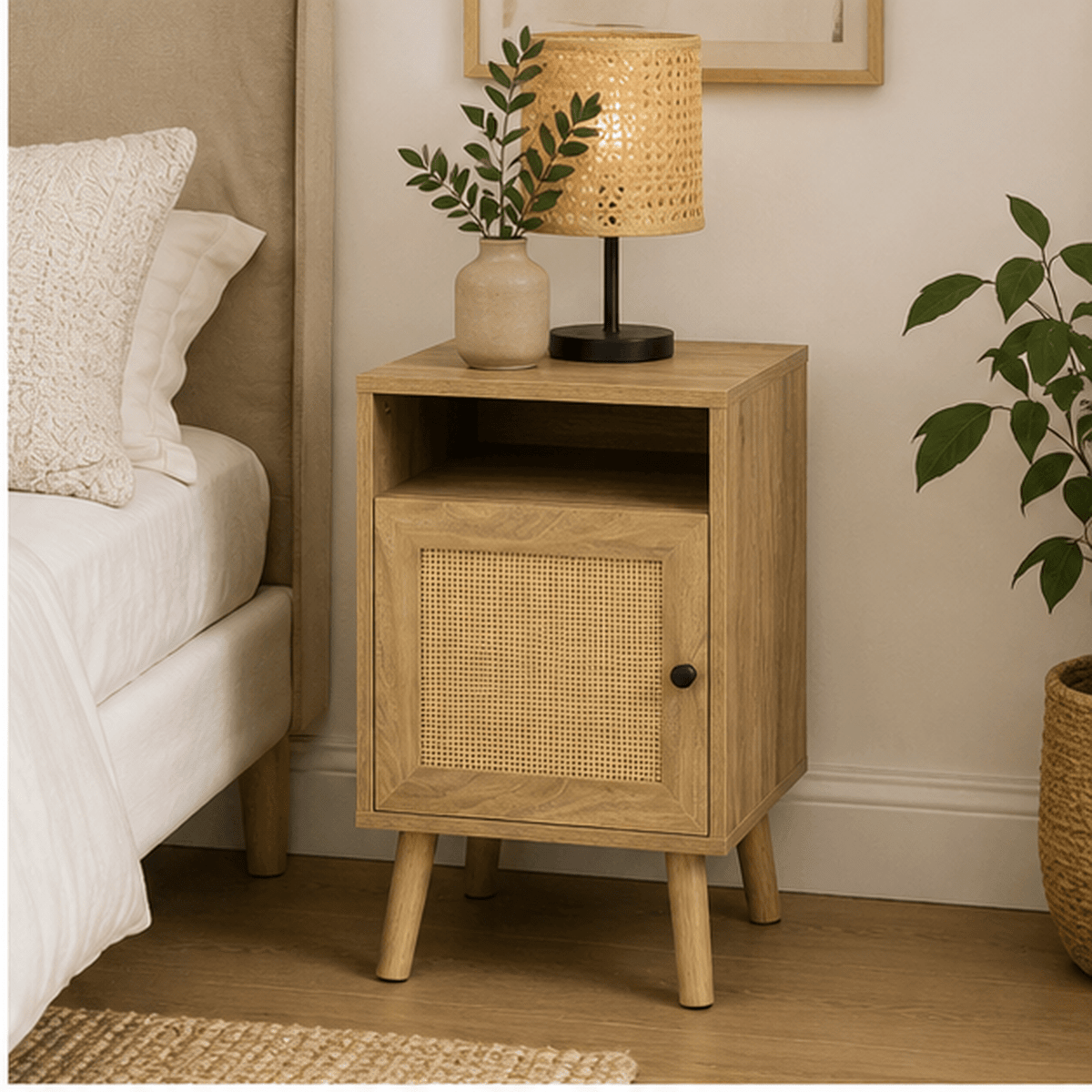 The Oakley Rattan Bedside Table - Rattan Cabinet UK