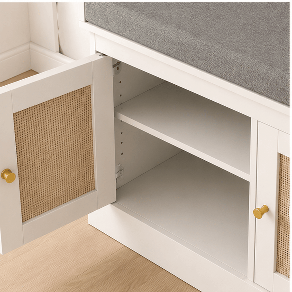 The Penhurst Shoe Bench - Rattan shoe cabinet UK