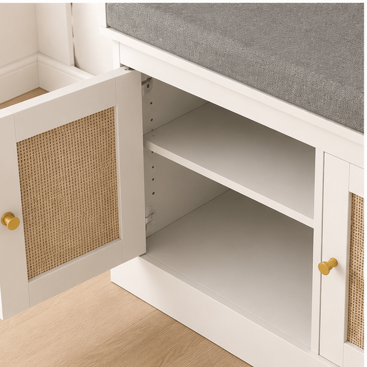 The Penhurst Shoe Bench - Rattan shoe cabinet UK