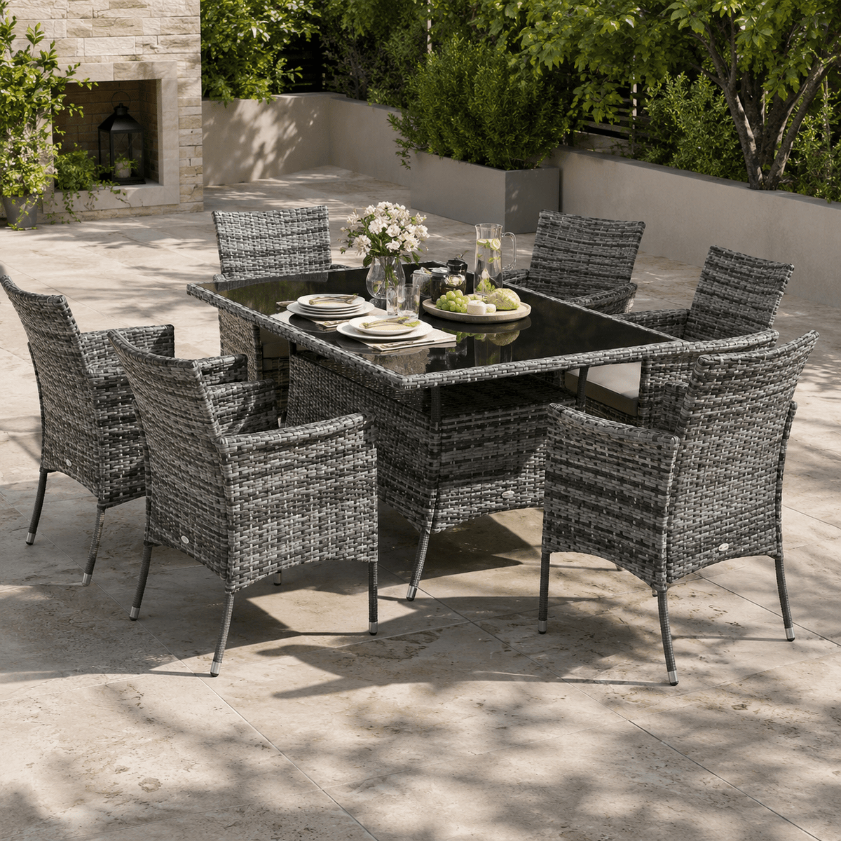 The Sinclair 6-Seat Dining Set - Rattan Set UK