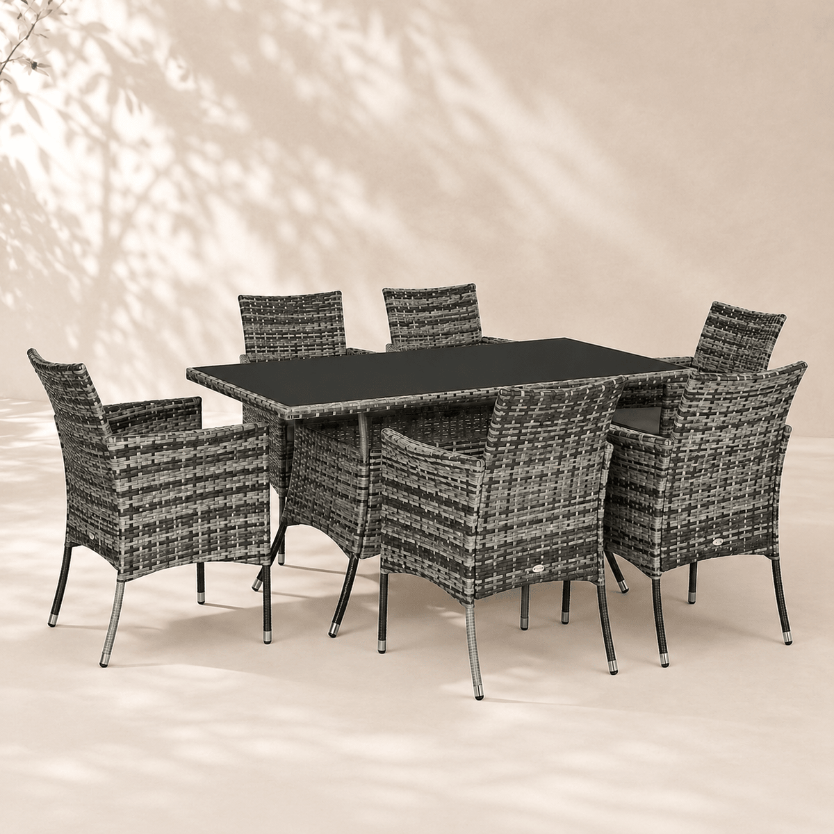The Sinclair 6-Seat Dining Set - Rattan Set UK