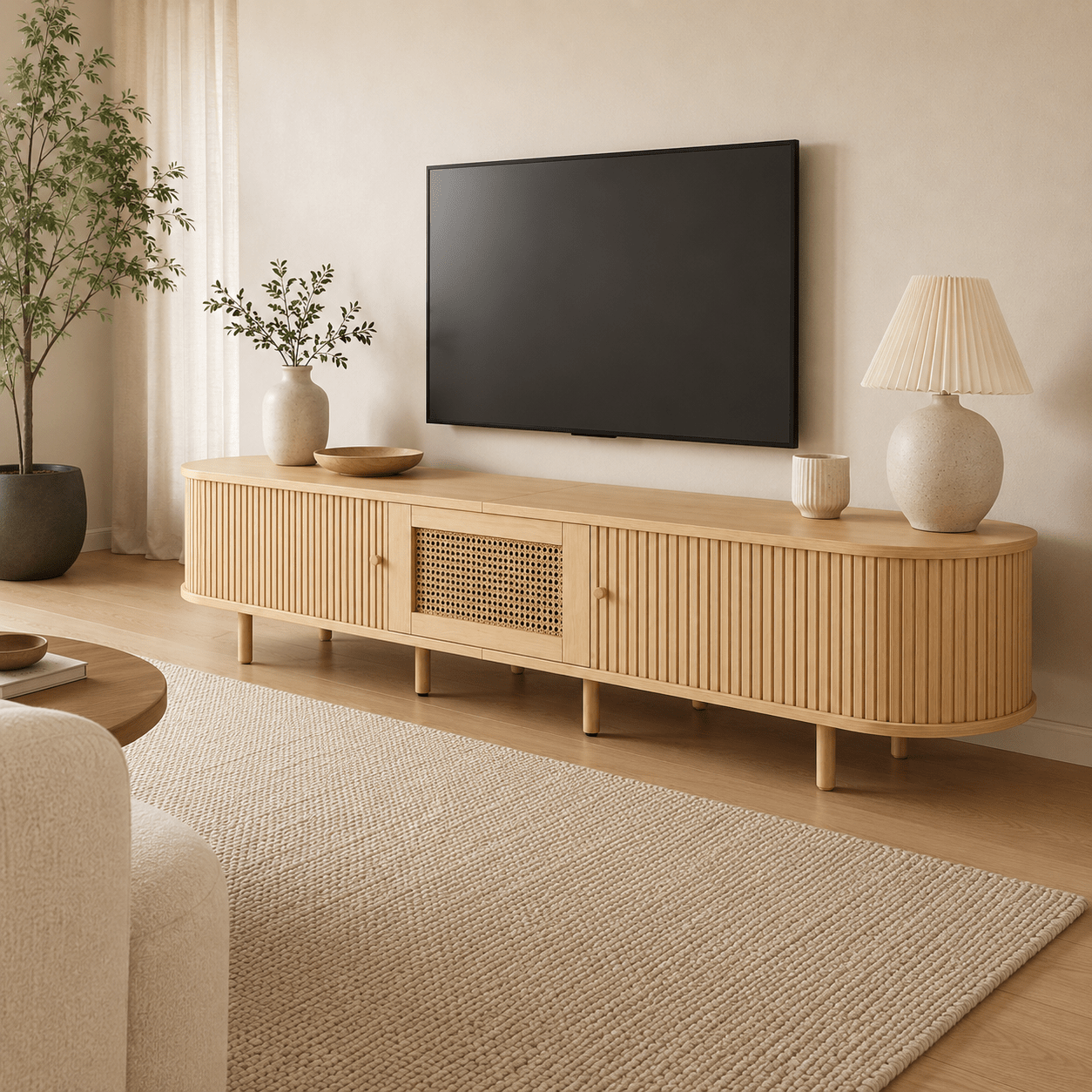 The Sonning Fluted TV Unit - Rattan TV Unit UK