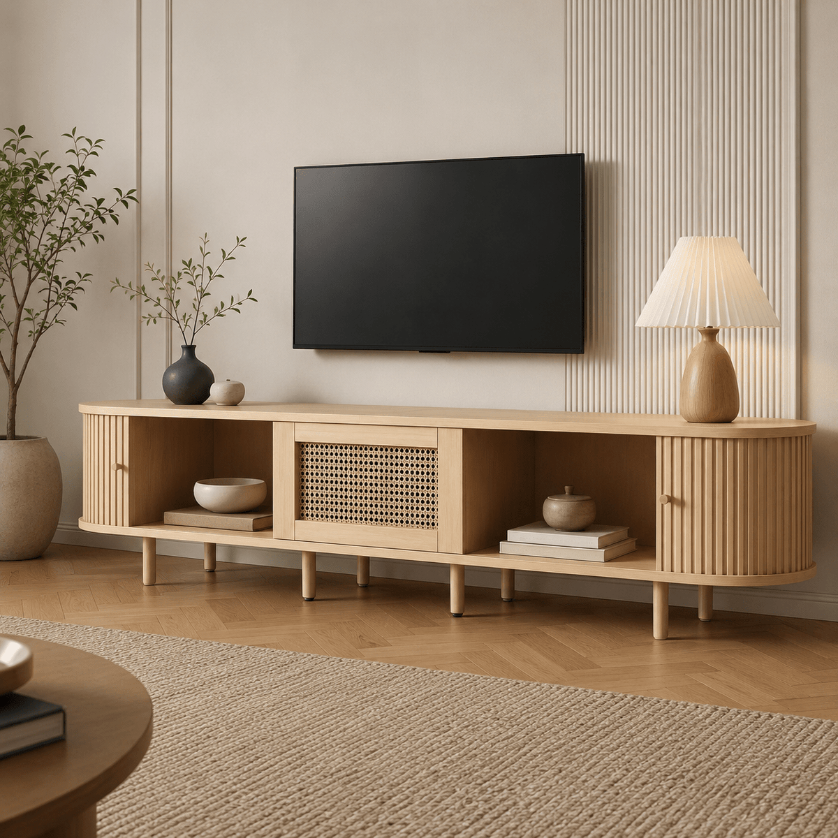 The Sonning Fluted TV Unit - Rattan TV Unit UK