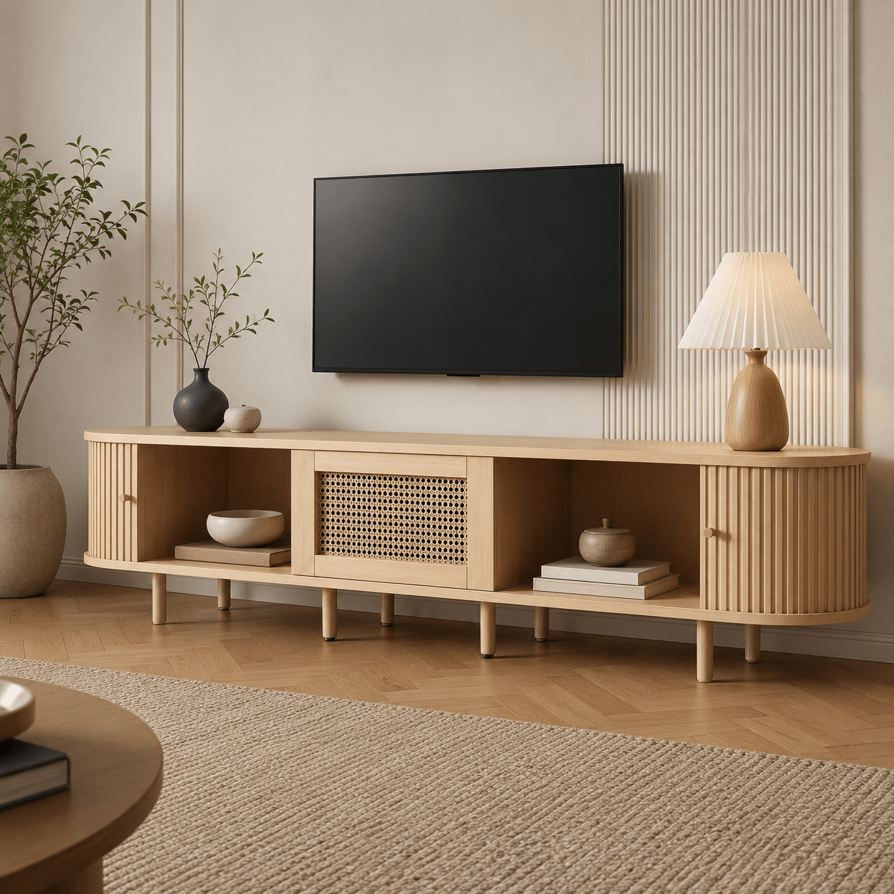 The Sonning Fluted TV Unit - Rattan TV Unit UK